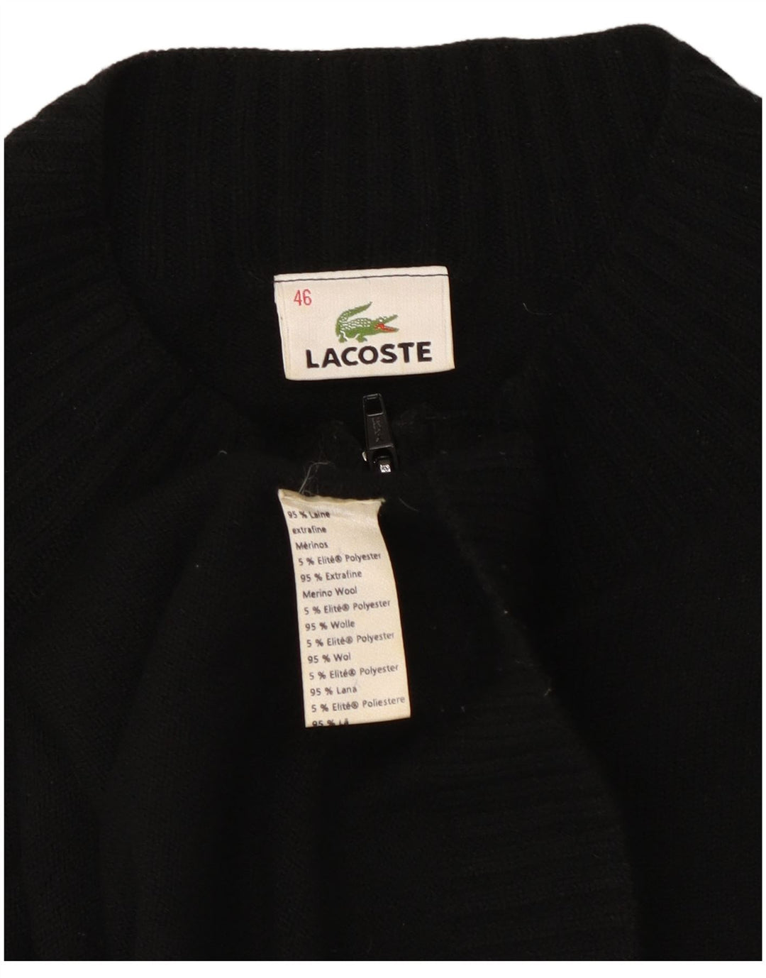 Женский кардиган Lacoste, свитер, размер 46 XL, черный, шерсть