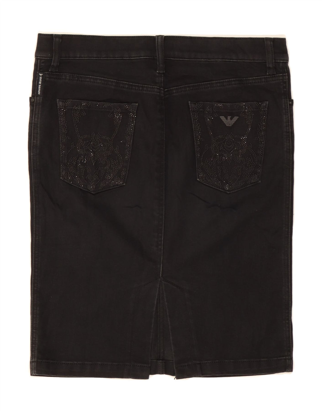 ARMANI JEANS Womens Denim Skirt IT 42 Medium W28 Black Vintage Armani Jeans and Second-Hand Armani Jeans from Messina Hembry 