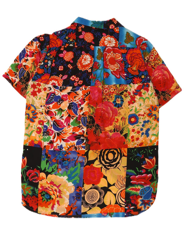 Винтажное женское платье-рубашка с короткими рукавами, Великобритания, 18 XL, разноцветное с цветочным принтом