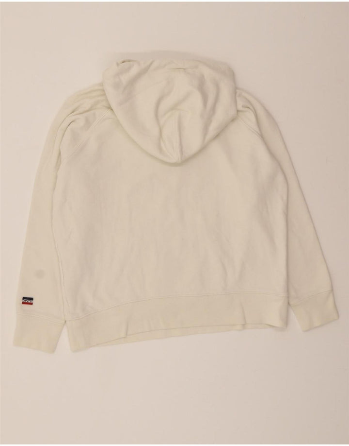 LEVI'S Womens Oversized Graphic Hoodie Jumper UK 14 Medium White Cotton Vintage Levi's and Second-Hand Levi's from Messina Hembry 