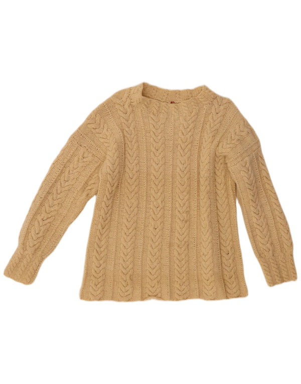 ВИНТАЖНЫЙ женский свитер с вырезом «лодочка», Великобритания, 14, большой, бежевый