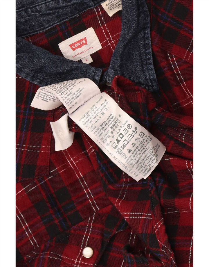 Мужская фланелевая рубашка Levi's, большая красная клетка, хлопок