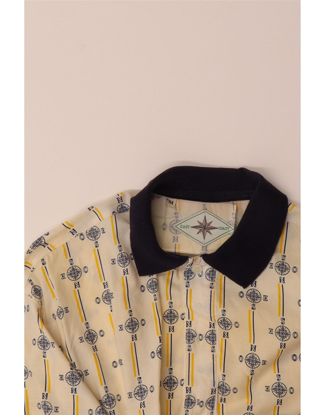EAST COAST Mens Pullover Shirt Medium Off White Geometric