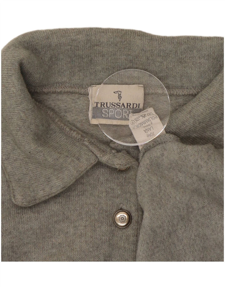 TRUSSARDI Женский свободный джемпер с воротником поло IT 44 Средний Серый Шерсть