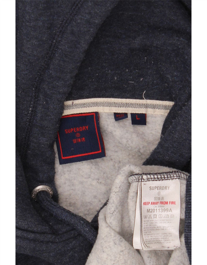 Мужской джемпер с капюшоном Superdry, большой темно-синий, хлопковый с крапинками