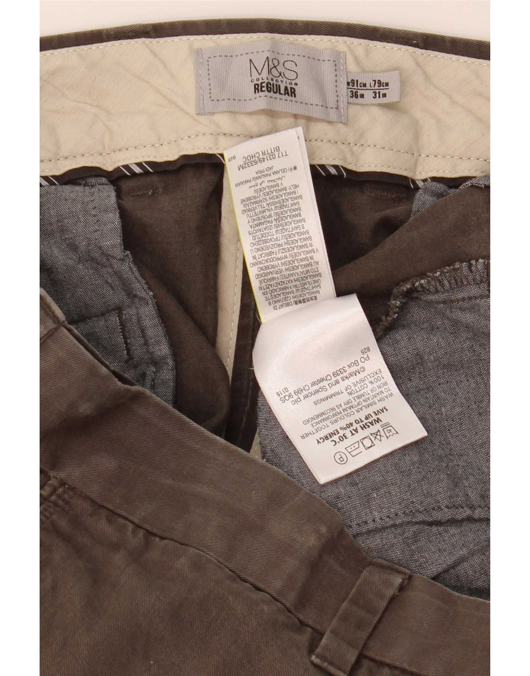 Мужские брюки чиносы Marks & Spencer W36 L31 цвета хаки, хлопок