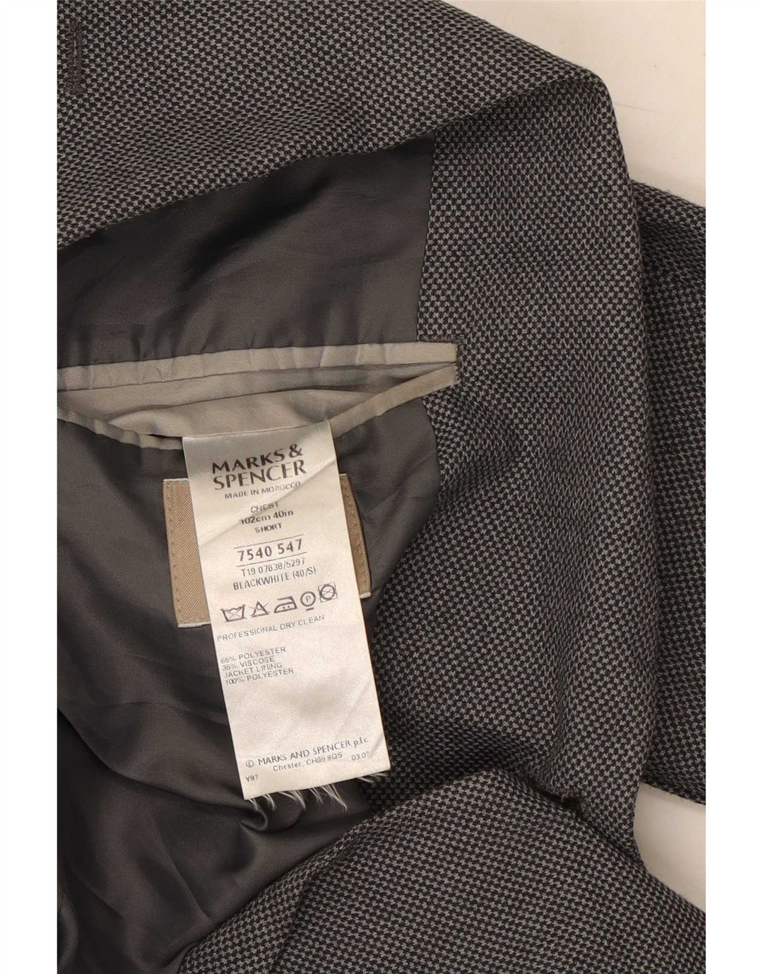 Мужской пиджак на двух пуговицах Marks & Spencer UK 40, средний серый полиэстер