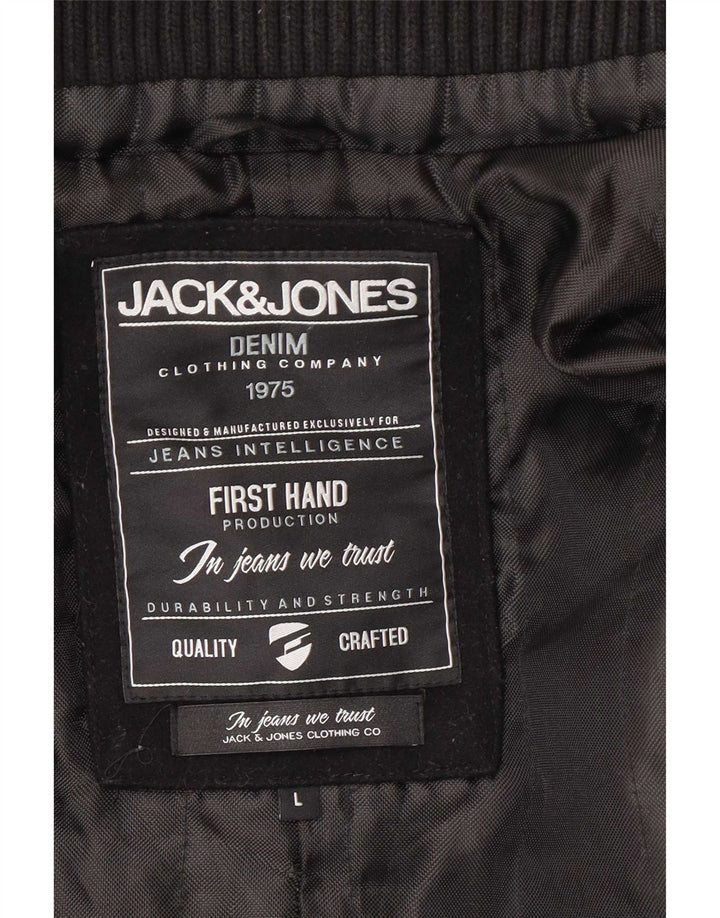 Мужское бушлат Jack & Jones UK 40, большой черный, шерстяной
