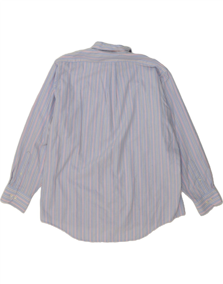 CHAPS Mens Shirt Size 17 1/2 XL Blue Striped Cotton Vintage Chaps and Second-Hand Chaps from Messina Hembry 