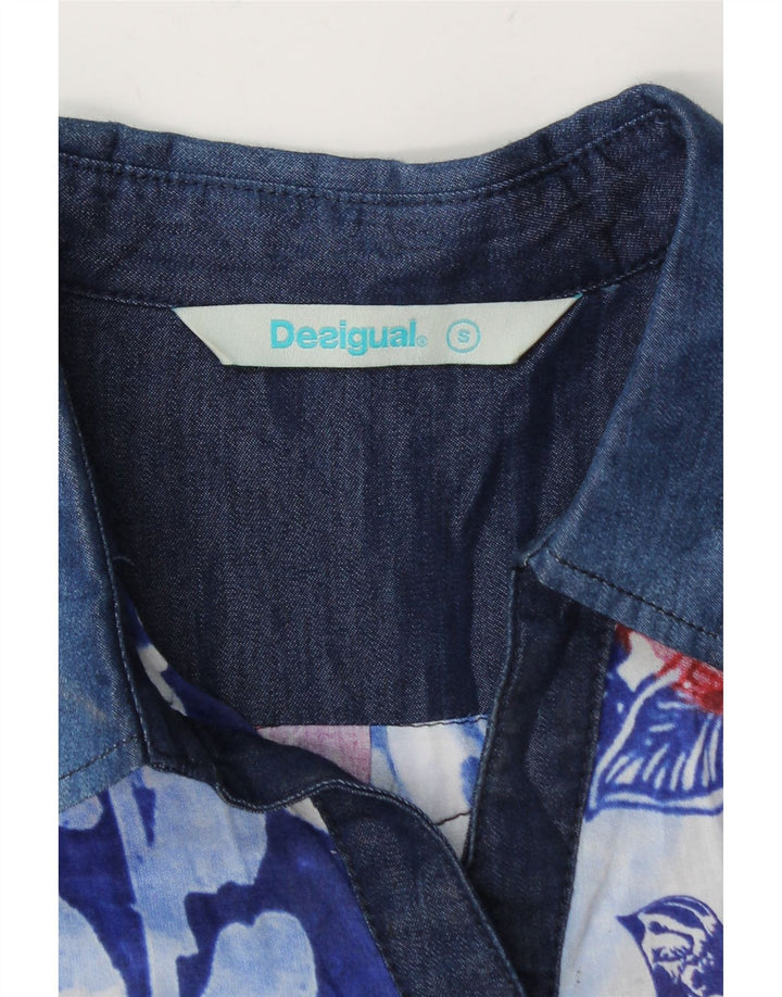 Женская блузка-пуловер Desigual UK 10, маленькая синяя с цветочным принтом