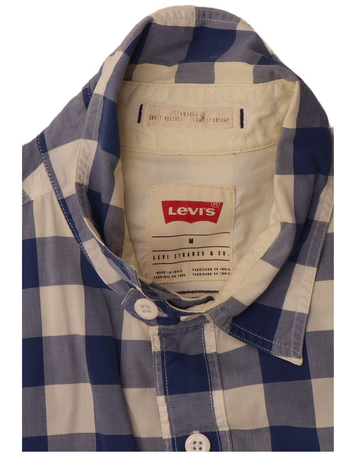 Мужская рубашка стандартного кроя с коротким рукавом Levi's, хлопковая клетка среднего синего цвета