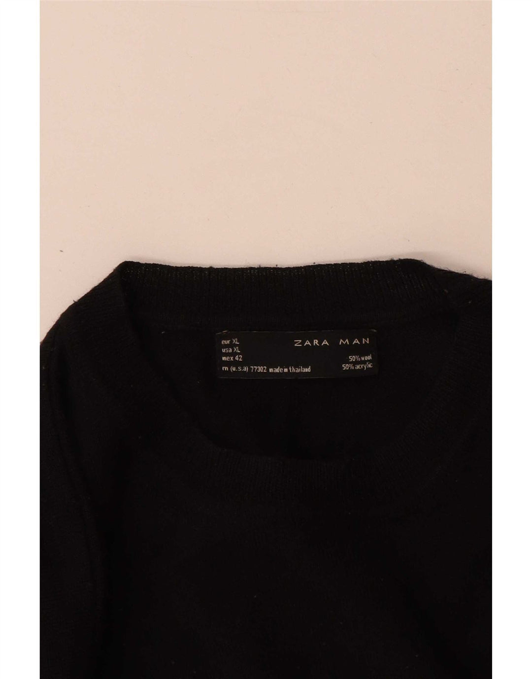 Мужской джемпер с круглым вырезом Zara XL, черная шерсть