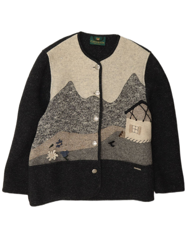 Giesswein Womens Novelty Fit Cardigan Sweater UK 18 XL Grey Colourblock