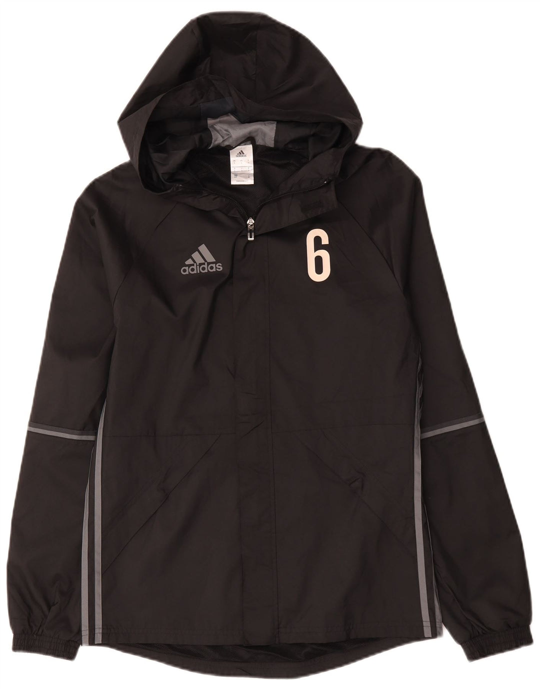 Мужская дождевик Adidas с графическим капюшоном UK 36, маленький черный полиэстер