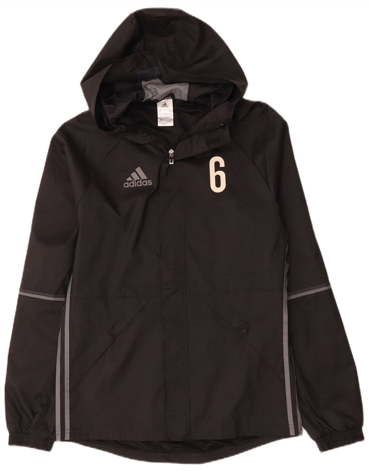 Мужская дождевик Adidas с графическим капюшоном UK 36, маленький черный полиэстер