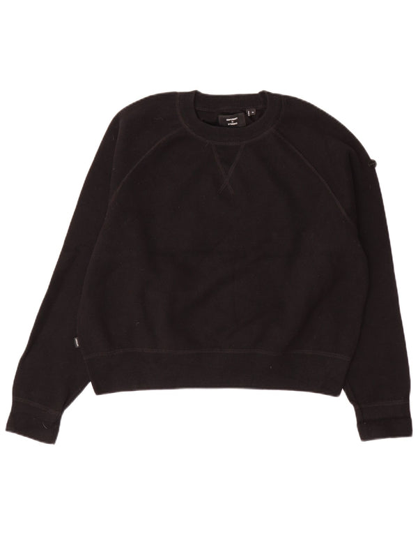 Женский укороченный свитшот оверсайз SUPERDRY, UK 10, маленький, черный, хлопок