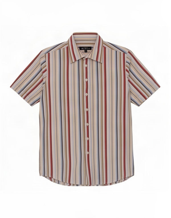 Мужская рубашка с коротким рукавом Ben Sherman, хлопок в разноцветную полоску среднего размера