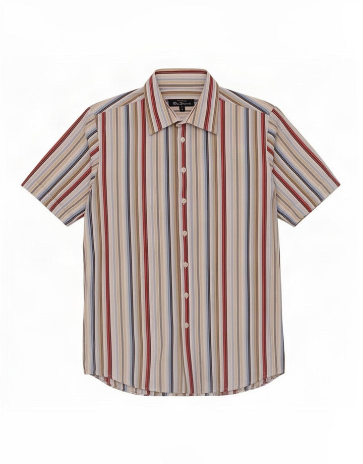 Мужская рубашка с коротким рукавом Ben Sherman, хлопок в разноцветную полоску среднего размера