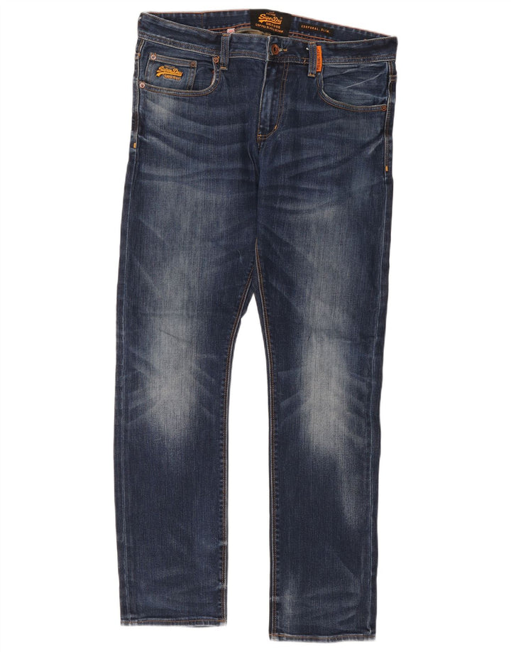 Мужские зауженные джинсы Superdry Corporal W34 L32, синий хлопок