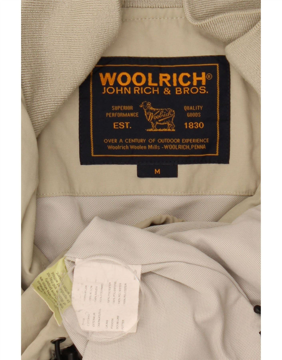 Мужская куртка-бомбер Woolrich UK 38, средний бежевый нейлон