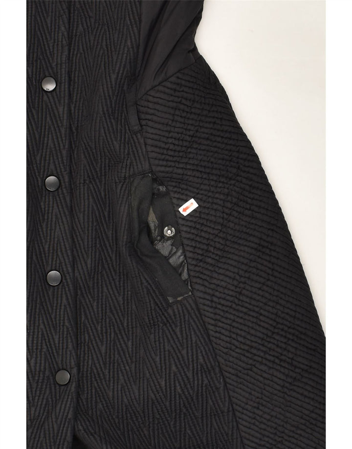 KAREN MILLEN Womens Overcoat UK 10 Small  Black Chevron Polyamide | Vintage Karen Millen | Thrift | Second-Hand Karen Millen | Used Clothing | Messina Hembry 