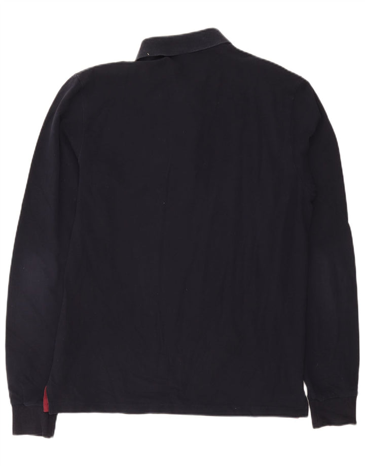 Мужская рубашка поло GANT с длинным рукавом, большая, темно-синяя, хлопковая