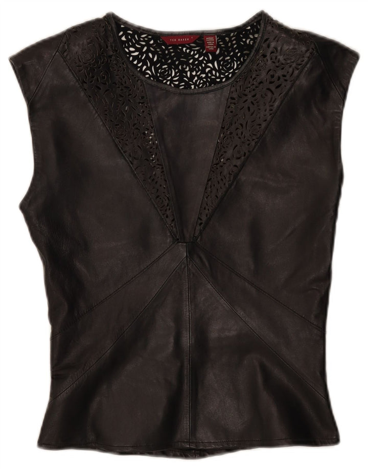 Женская кожаная блузка Ted Baker, размер 1 XS, черная