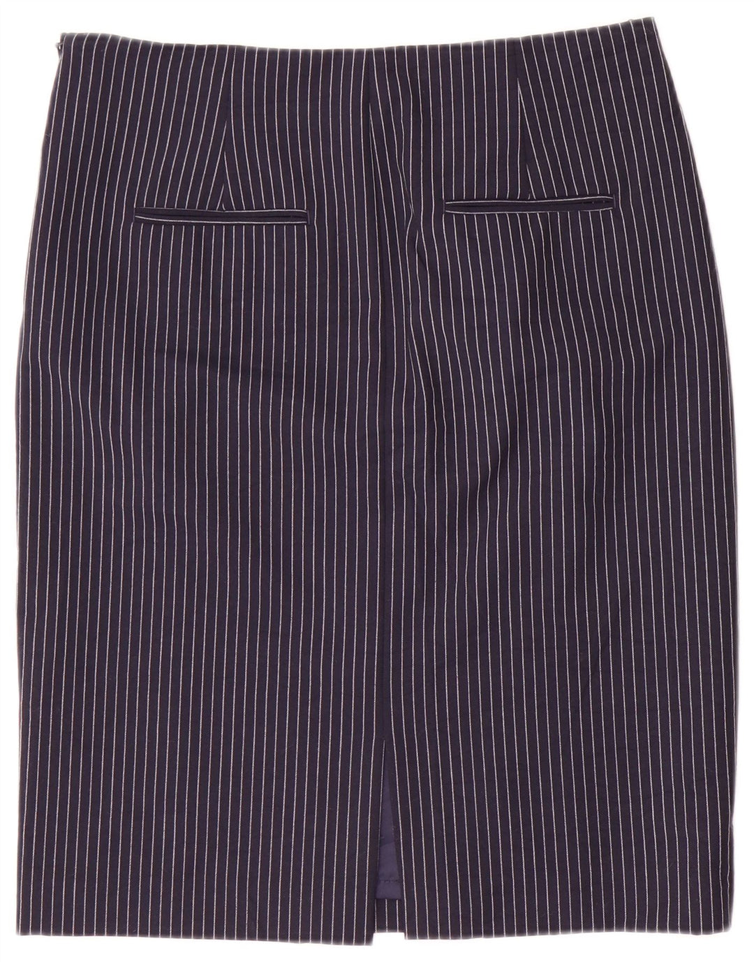 Женская прямая юбка Benetton UK 12 Medium W32 Темно-синяя в тонкую полоску