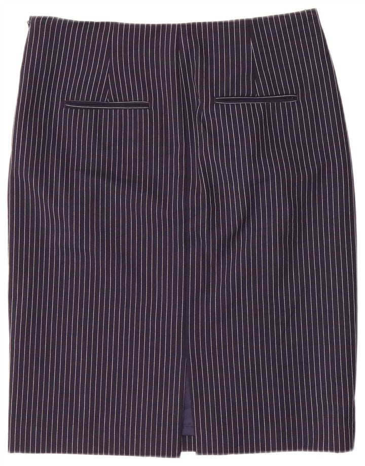 Женская прямая юбка Benetton UK 12 Medium W32 Темно-синяя в тонкую полоску