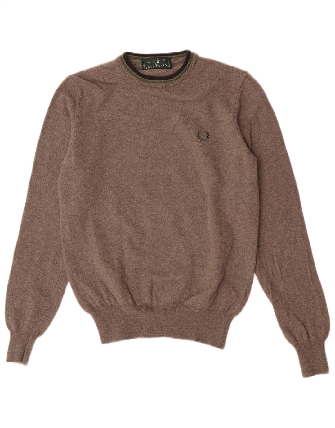 Женский джемпер с круглым вырезом Fred Perry, Великобритания 12, средний коричневый цвет, шерсть
