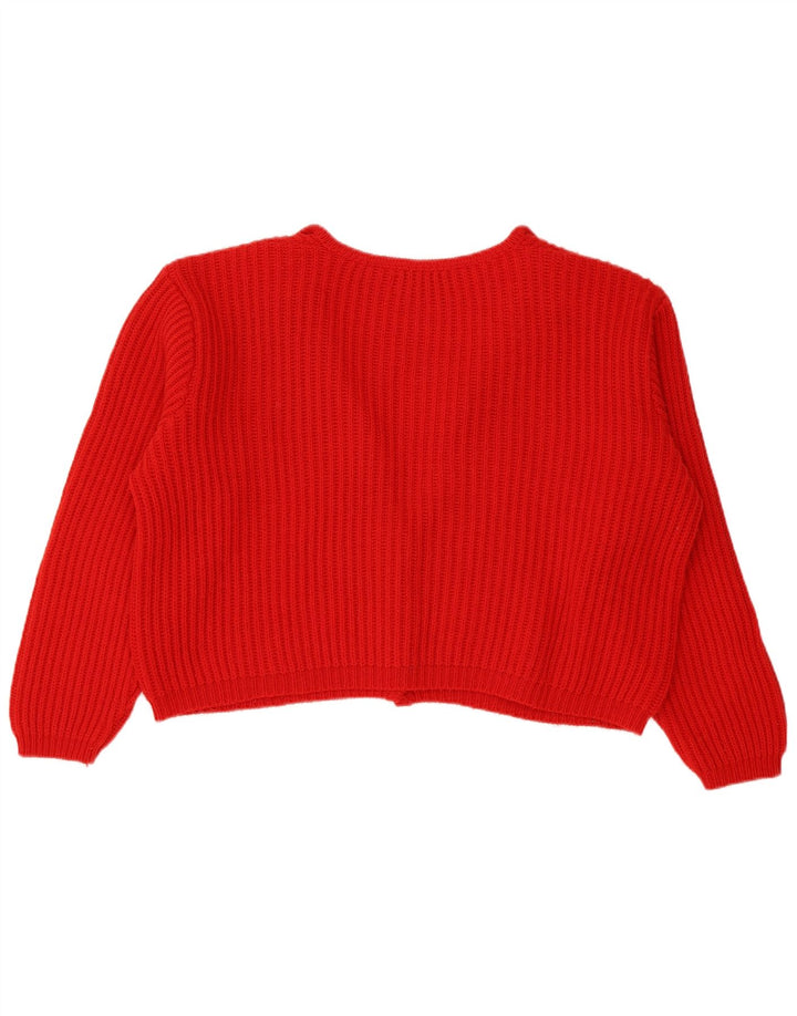 Женский укороченный кардиган свободного кроя Benetton IT 48 XL, красная шерсть