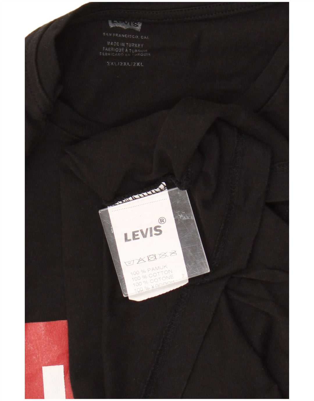 Мужская футболка с рисунком Levi's, топ 2XL, черный хлопок