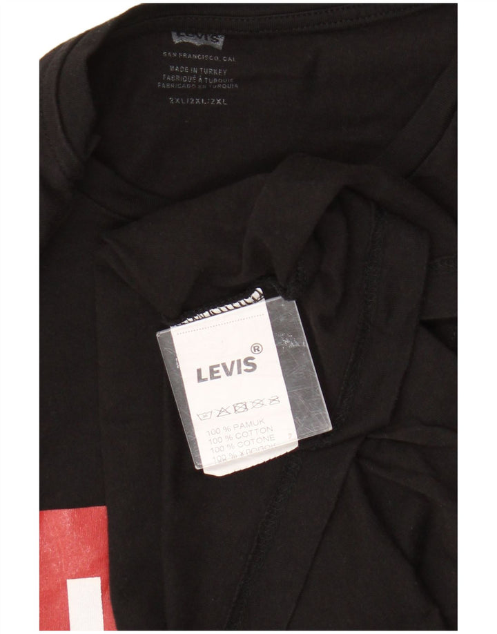 Мужская футболка с рисунком Levi's, топ 2XL, черный хлопок