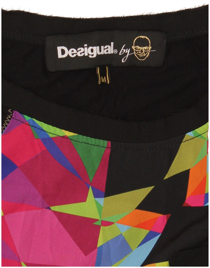 Женская футболка Desigual Top UK 12 Medium черная с геометрическим рисунком