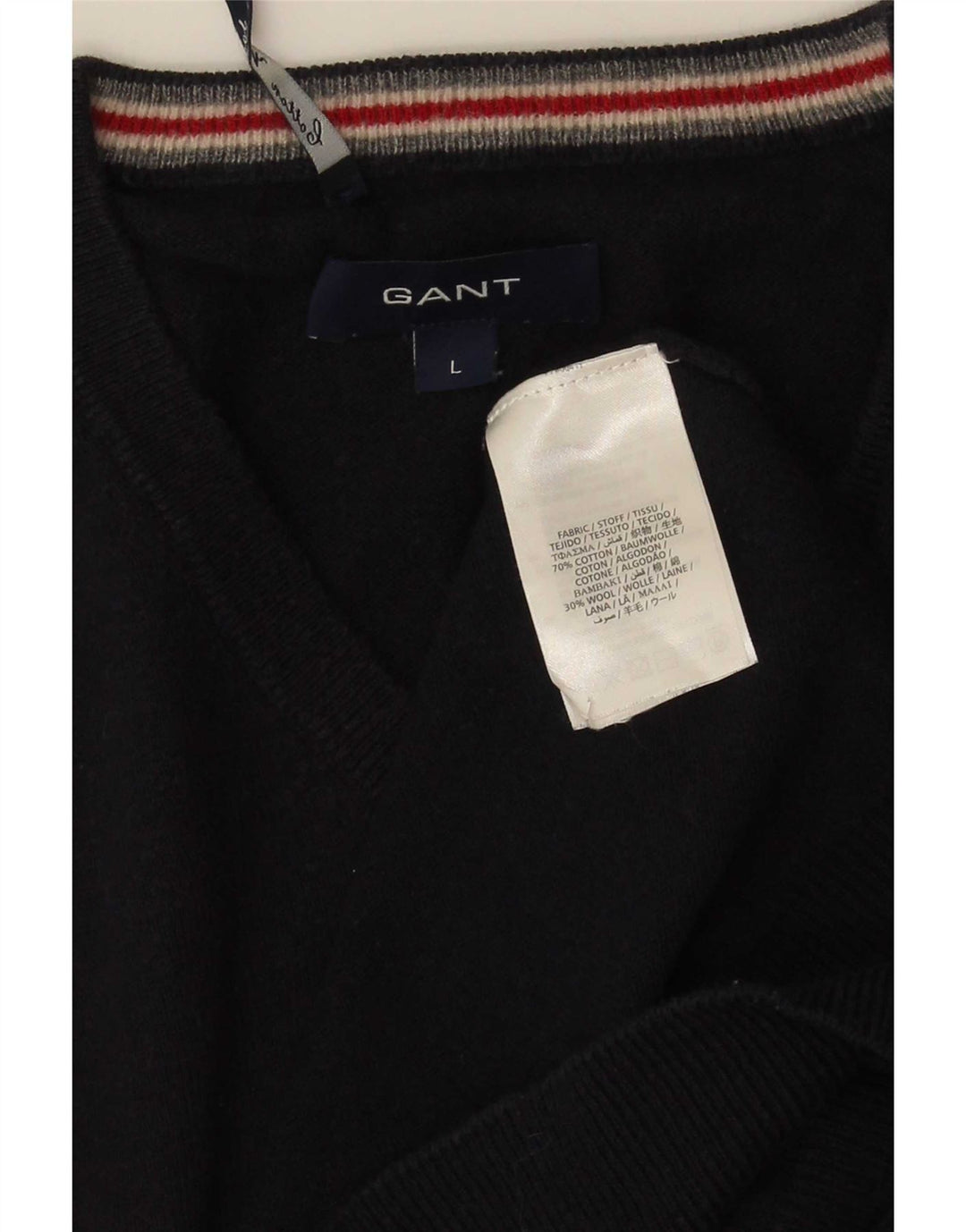 Мужской джемпер Gant с v-образным вырезом, большой темно-синий хлопковый свитер