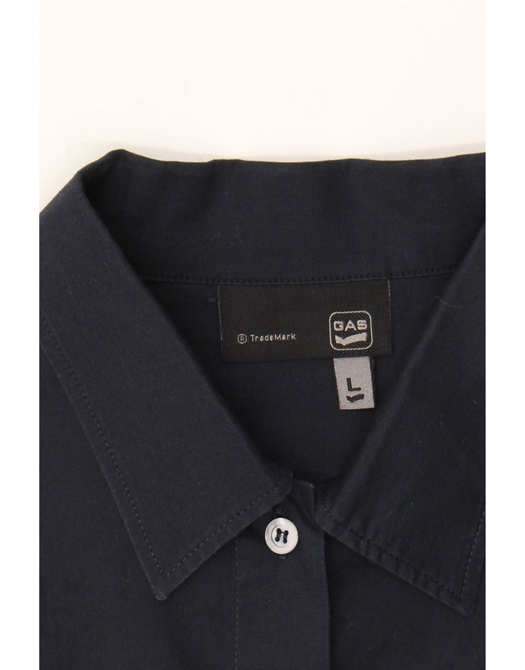 GAS Womens Shirt UK 16 Large Navy Blue Cotton Vintage Gas and Second-Hand Gas from Messina Hembry 
