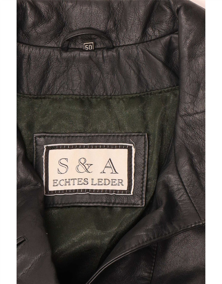 S&A Женское кожаное пальто EU 50 3XL зеленое