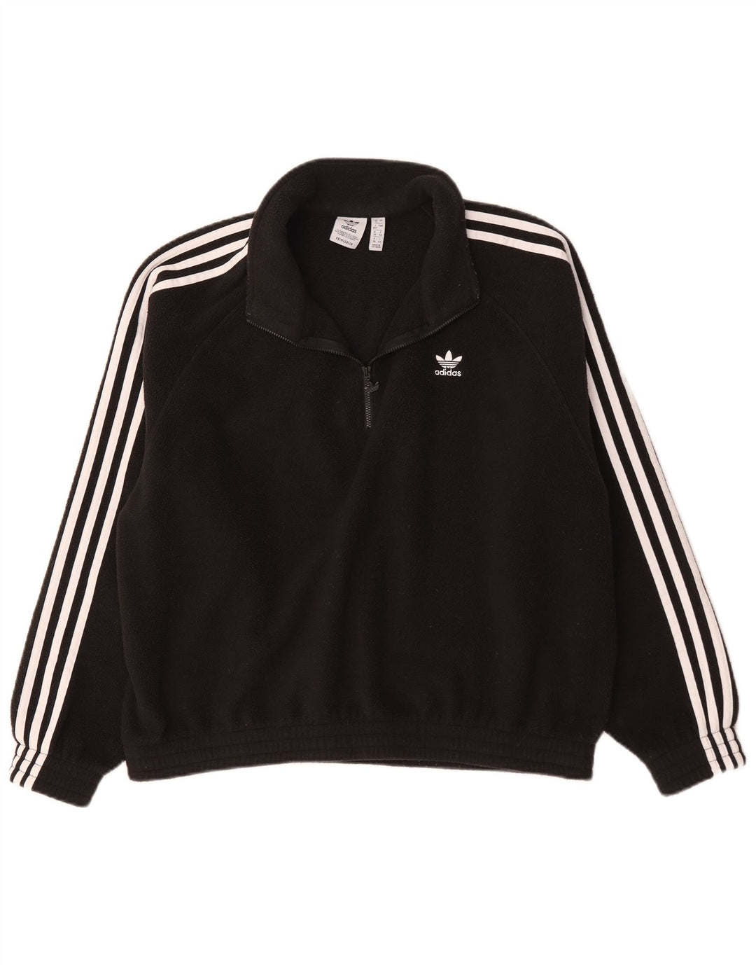 Женский свободный флисовый джемпер Adidas с воротником на молнии UK 12, средний черный, полиэстер