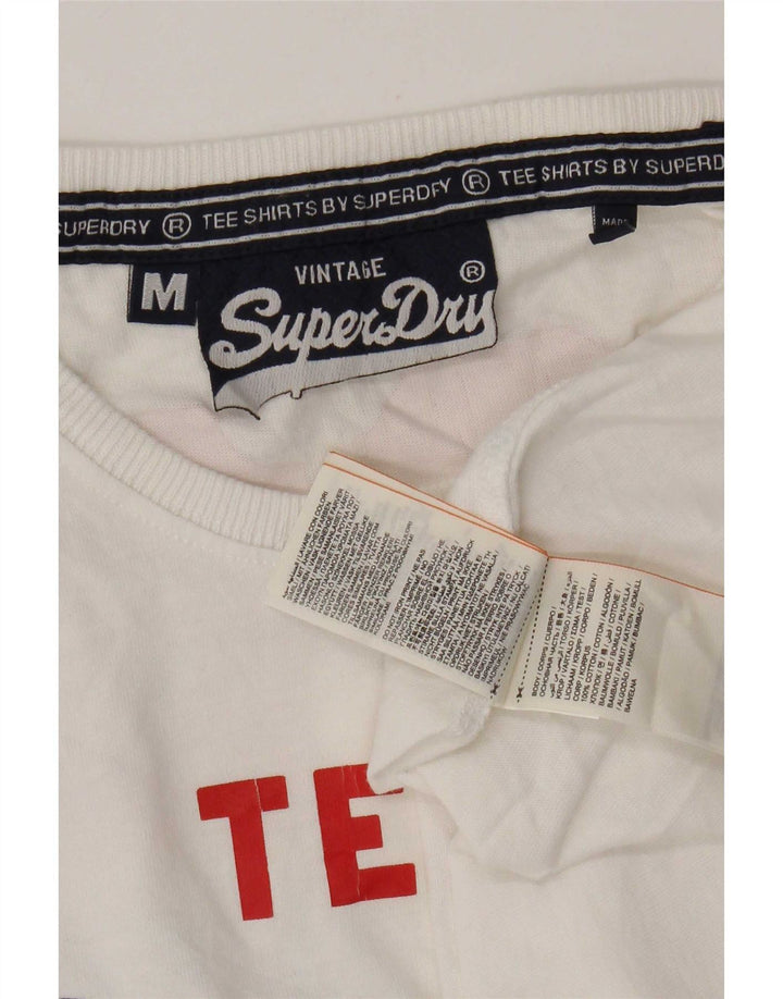 Superdry Мужская футболка с рисунком Топ среднего размера, белый хлопок