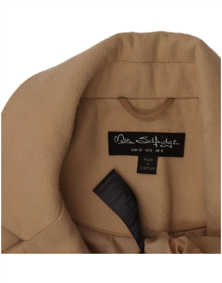 Женское пальто Miss Selfridge UK 4 XS, полиэстер бежевого цвета