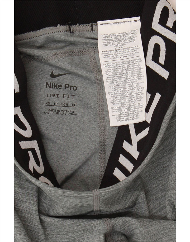 NIKE Womens Dri Fit Graphic Leggings UK 4 XS Grey Flecked Polyester Vintage Nike and Second-Hand Nike from Messina Hembry 