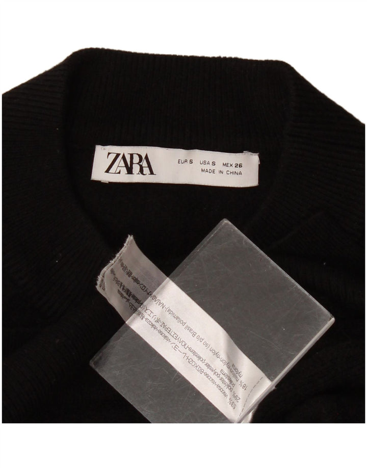 Женский свободный джемпер с высоким воротником Zara UK 10, маленький черный вискоза