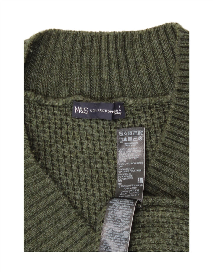 Мужской джемпер с v-образным вырезом Marks & Spencer, маленький зеленый акрил