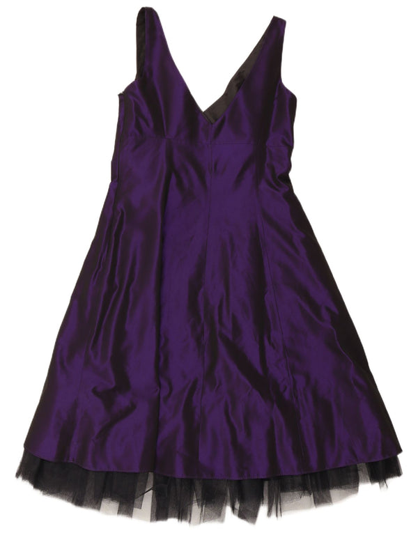 Debut Womens Sleeveless A-Line Dress UK 12 Medium Purple Acetate