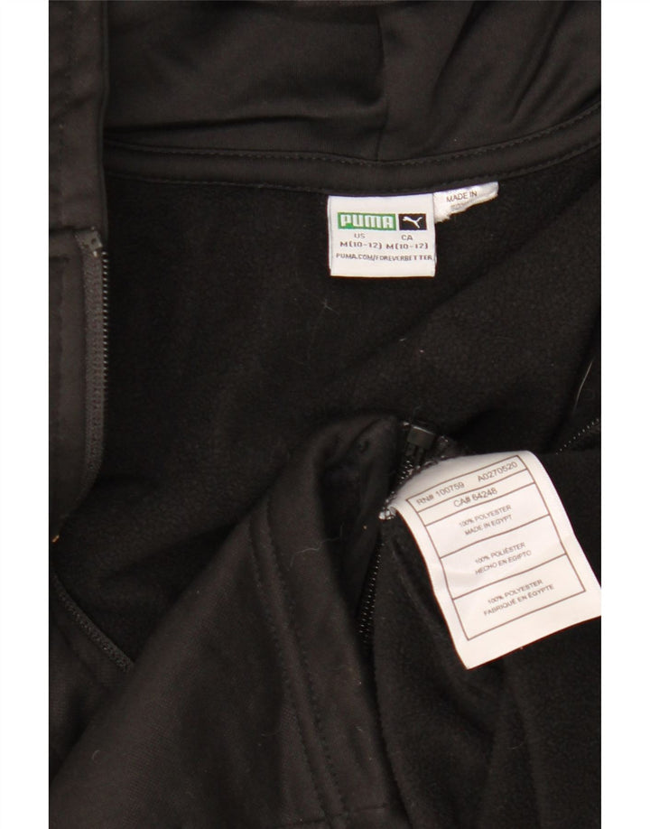 PUMA Свитер с капюшоном и молнией с графическим рисунком для мальчиков, 10–11 лет, средний черный, полиэстер