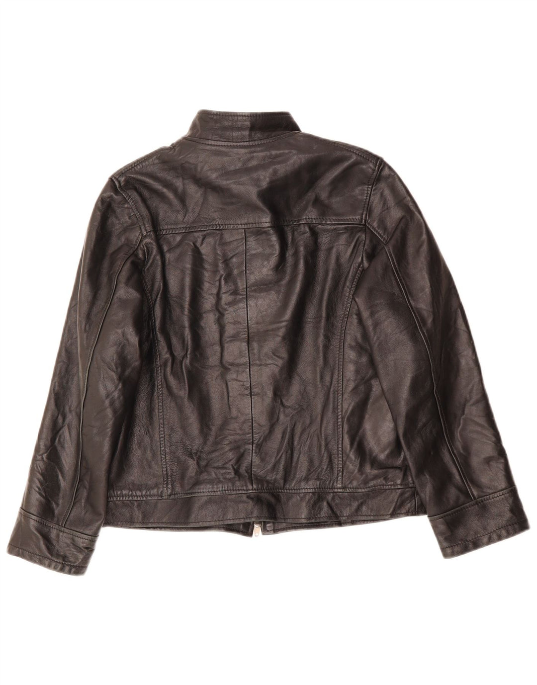 ВИНТАЖНАЯ женская кожаная куртка свободного кроя UK 6 XS, черная кожа