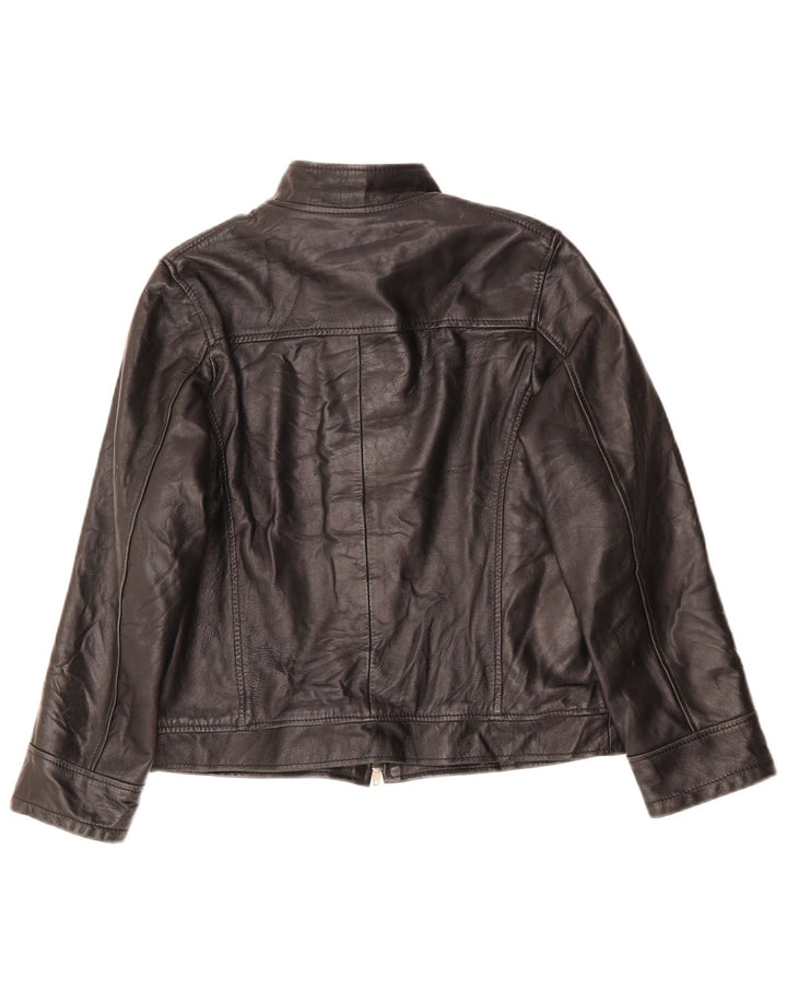 ВИНТАЖНАЯ женская кожаная куртка свободного кроя UK 6 XS, черная кожа