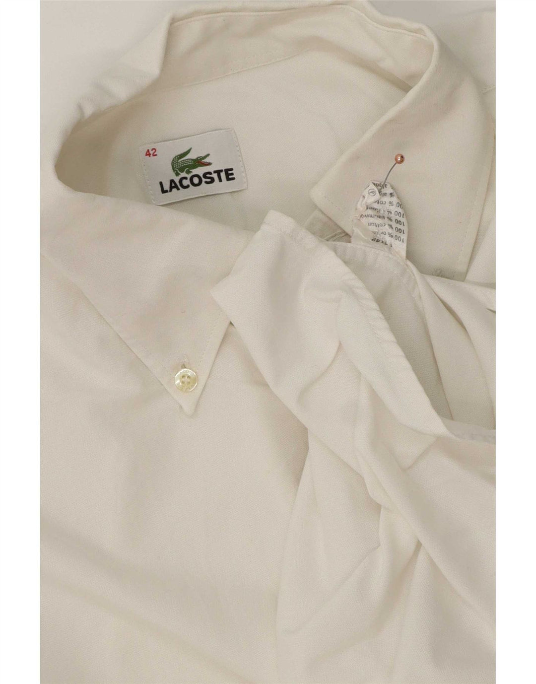 Мужская рубашка Lacoste, размер 42, большая белая хлопковая ткань
