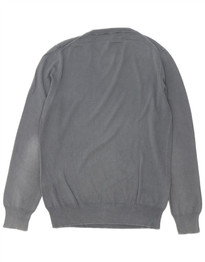 Мужской джемпер с круглым вырезом FRED PERRY, хлопковый свитер среднего серого цвета