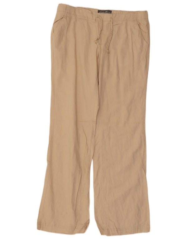 EDDIE BAUER Женские прямые повседневные брюки, маленькие W32 L31, бежевые, льняные